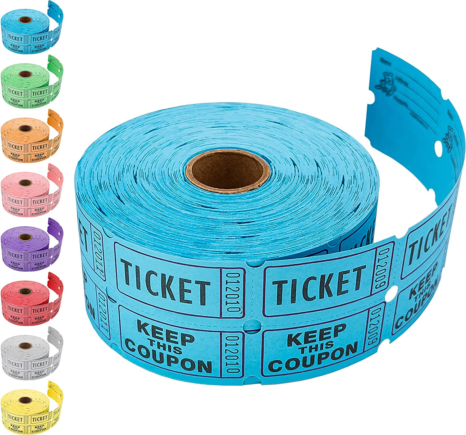 1000 Tickets Blue Raffle For Events, Entry, Class Reward - Double Roll - 2" X 2"