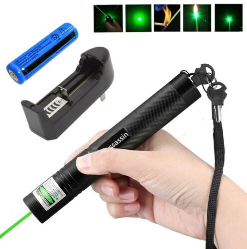 900Miles Assassin Green Laser Pointer Pen 1mw 532nm Visible Light Batt+Charger