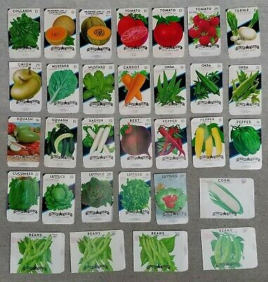 31 DIFFERENT OLD VEGETABLE SEED PACKETS    UNUSED    GREAT FOR FRAMING  NO SEEDS