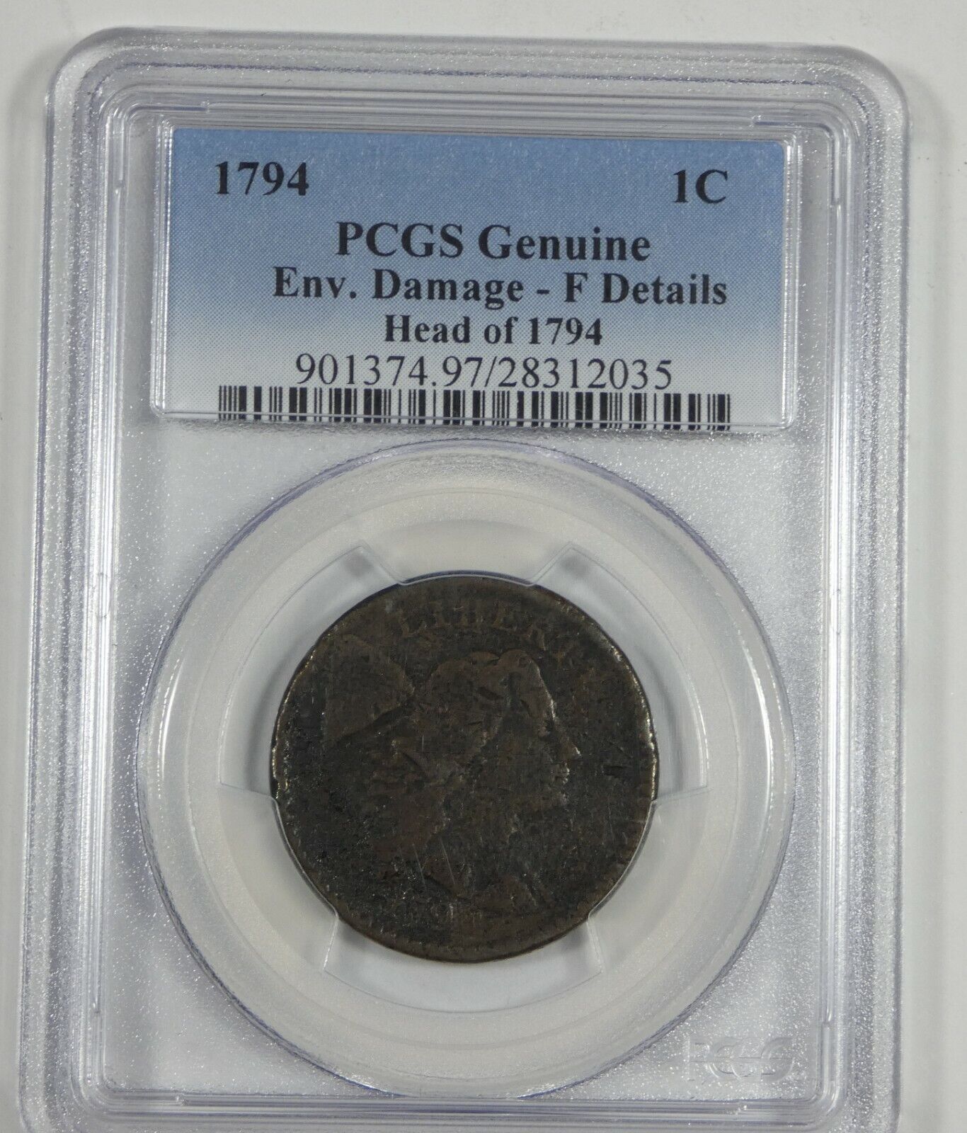 PCGS Genuine 1794 Head of 1794 Liberty Cap Large Cent FINE Details 1c