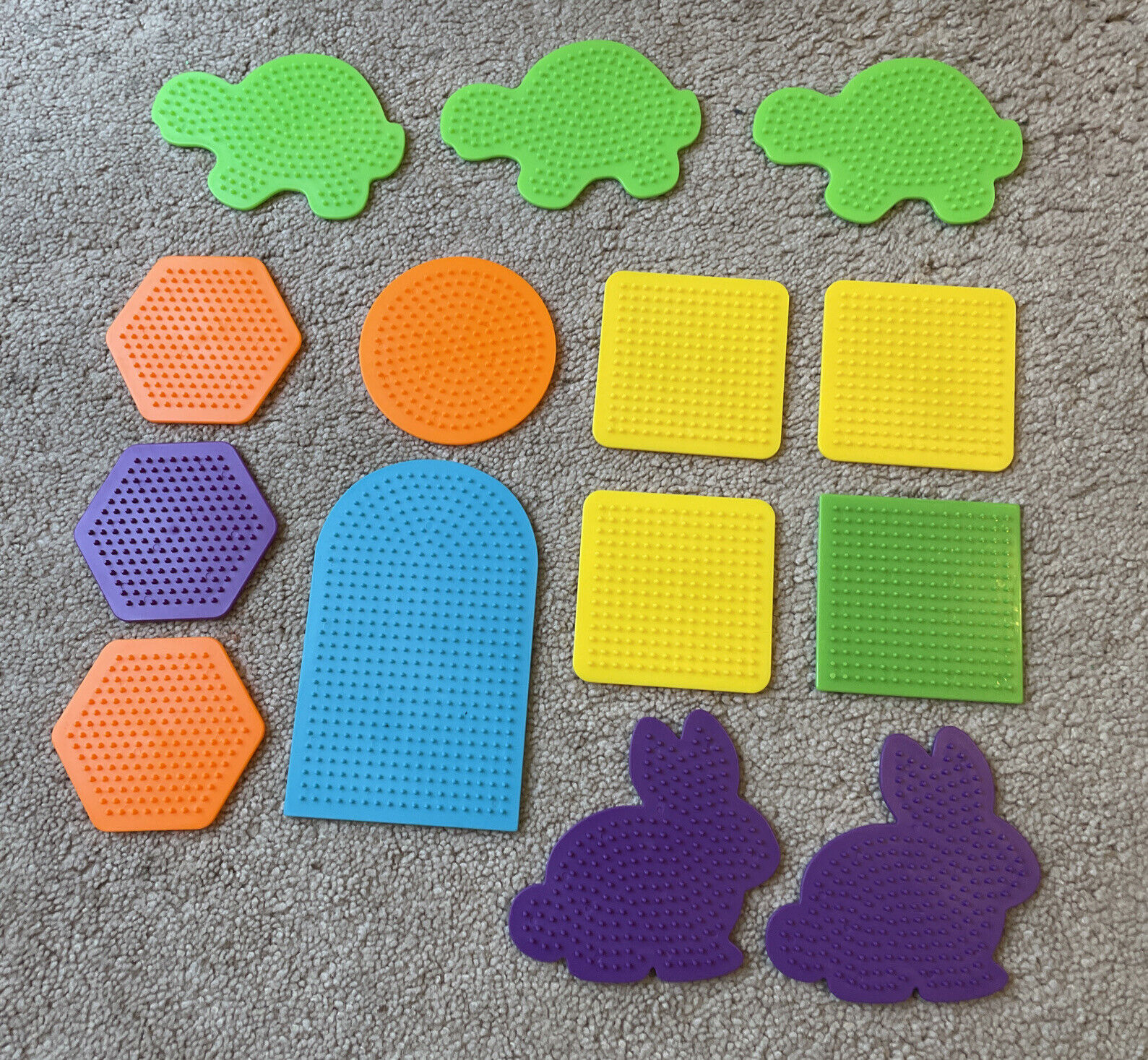 Set of 14 Perler Bead Pegboards In Variety Of Shapes/Sizes